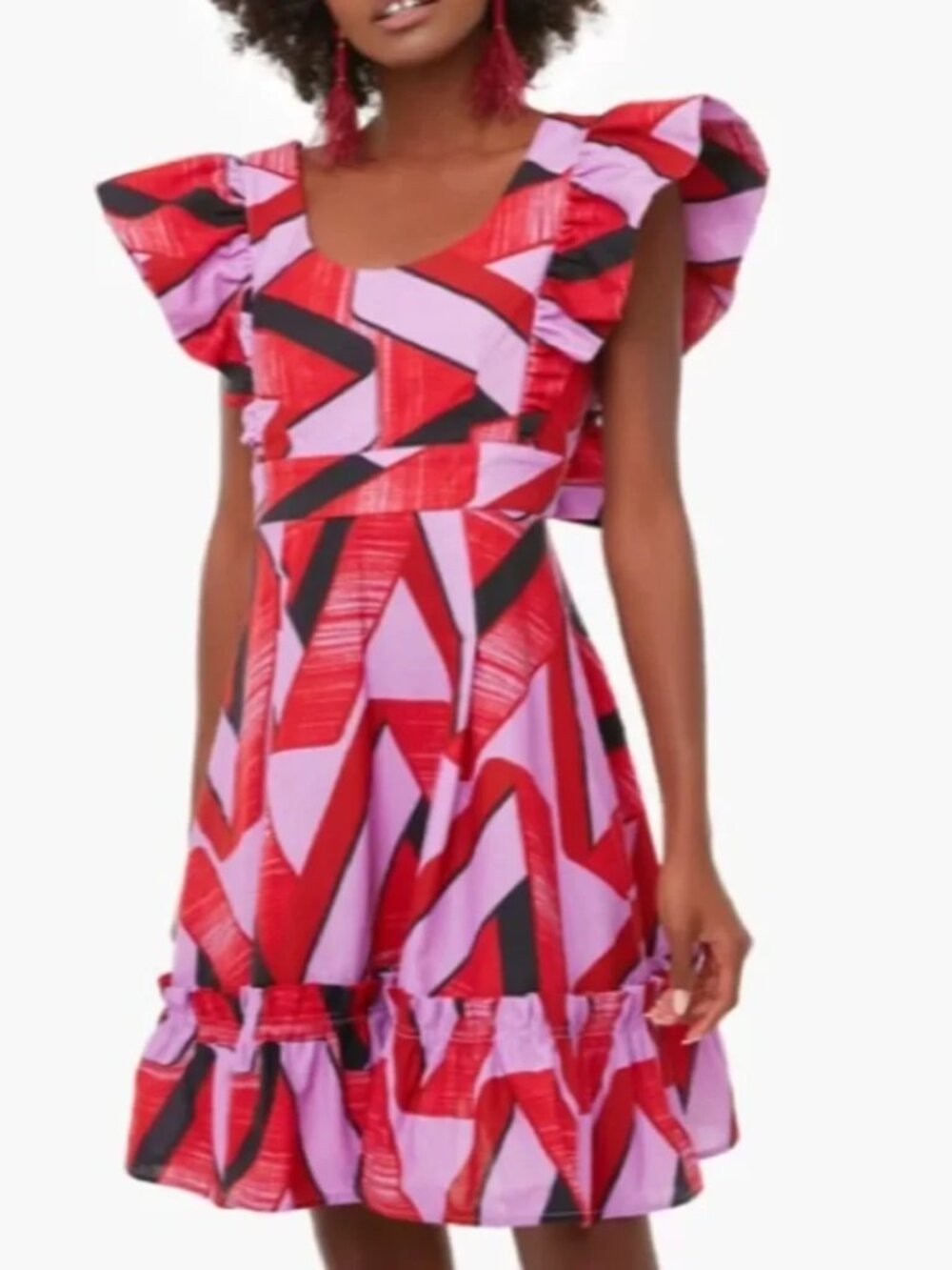 NWT TUCKERNUCK Thistle Grove Weslen Dress Purple Black Red Scoop Back Flutter L